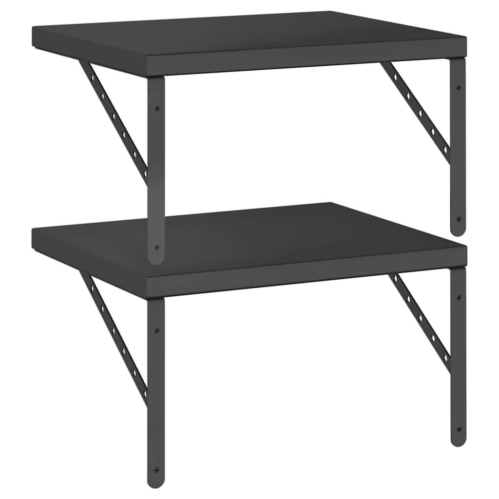 vidaXL Ράφια Τοίχου 2 τεμ. Μαύρο 50x40 εκ. Ανοξείδωτο Ατσάλι