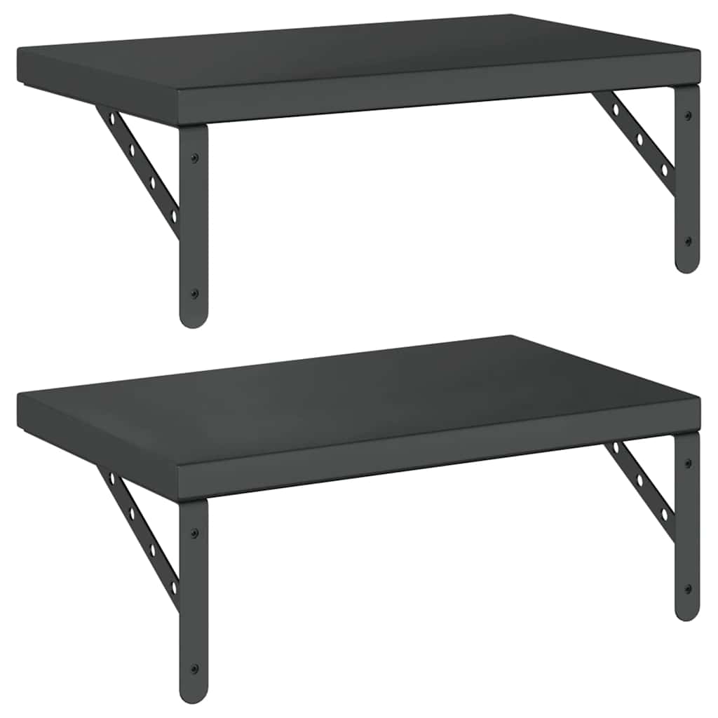 vidaXL Ράφια Τοίχου 2 τεμ. Μαύρο 50x30 εκ. Ανοξείδωτο Ατσάλι