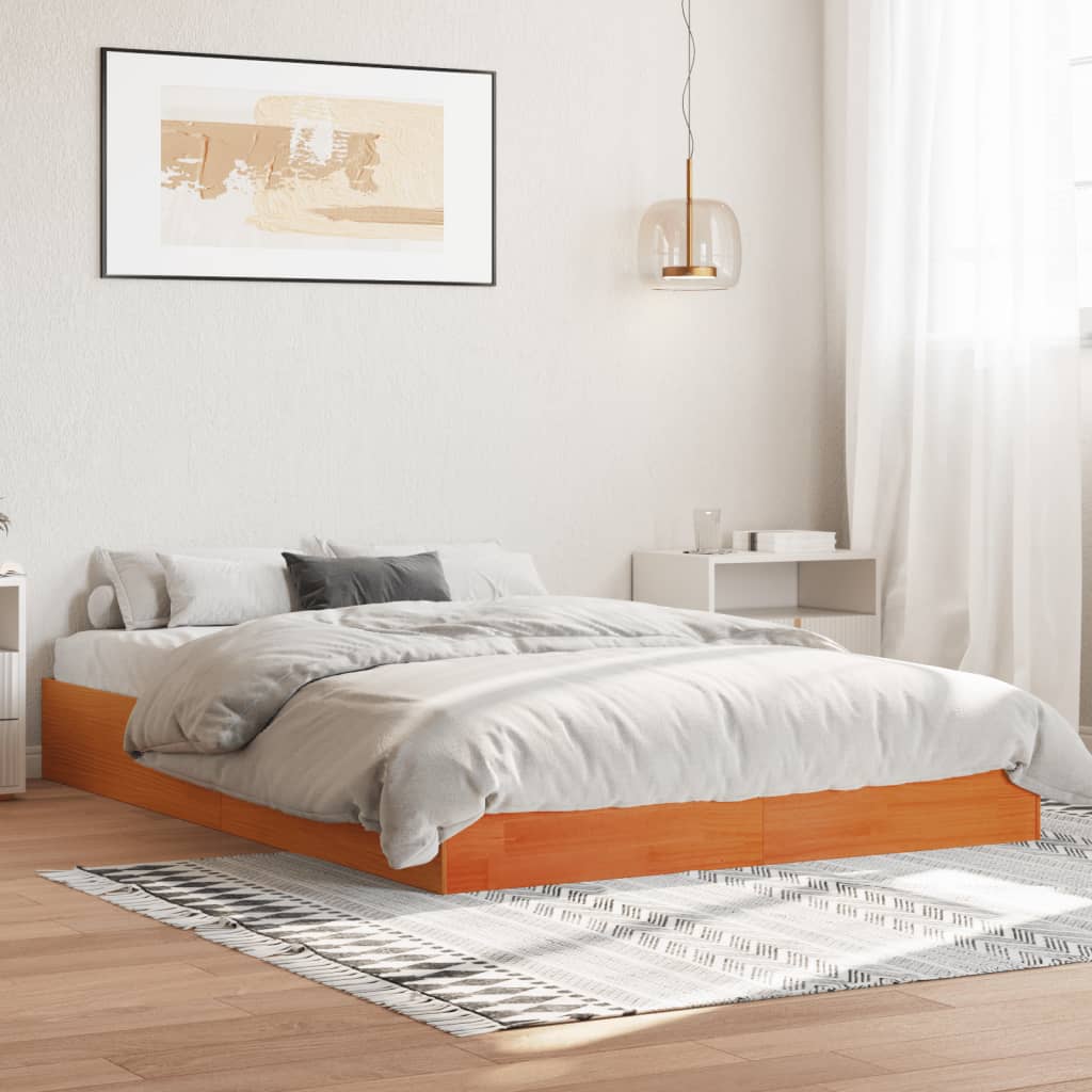 vidaXL Σκελετός Κρεβατιού Χωρίς Στρώμα Καφέ 140x200 Μασίφ Ξύλο Πεύκου