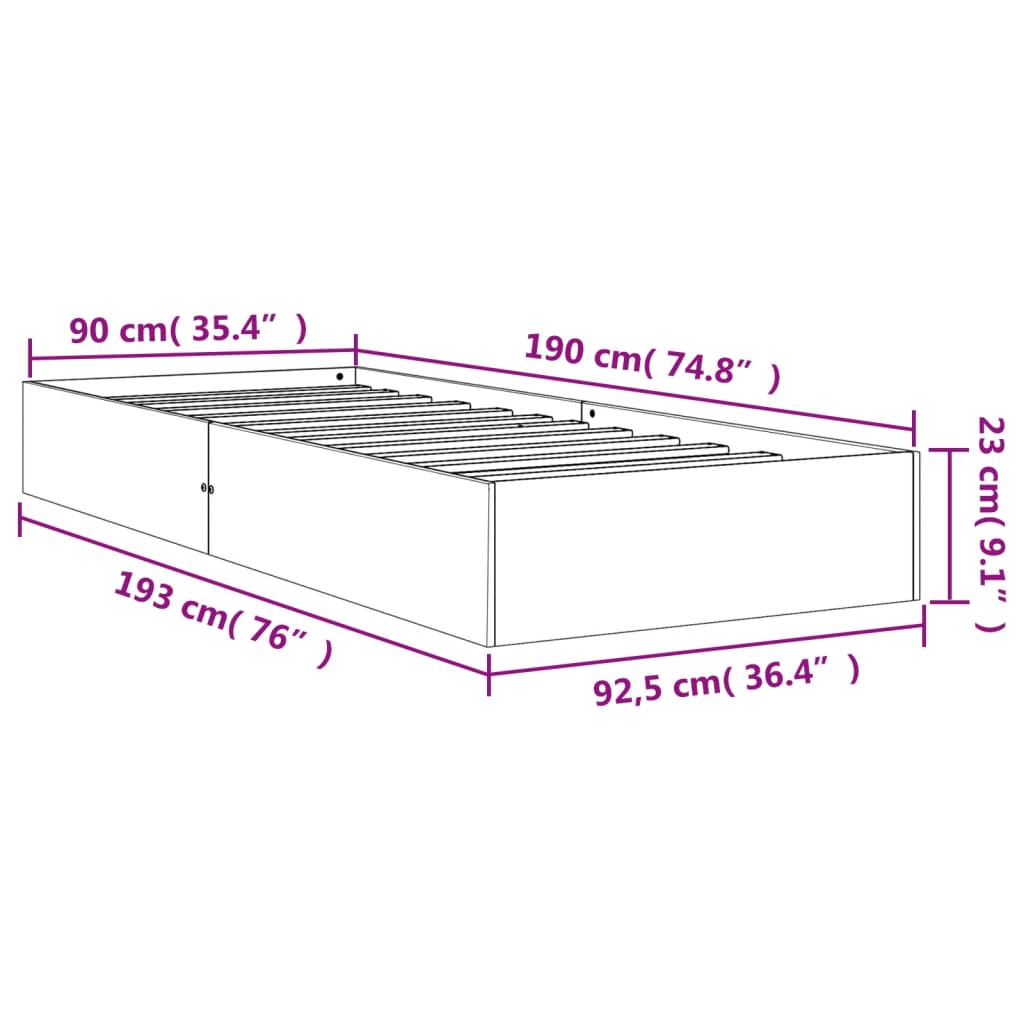vidaXL Σκελετός Κρεβ. Χωρίς Στρώμα Καφέ Κεριού 90x190 εκ Μασίφ Πεύκο