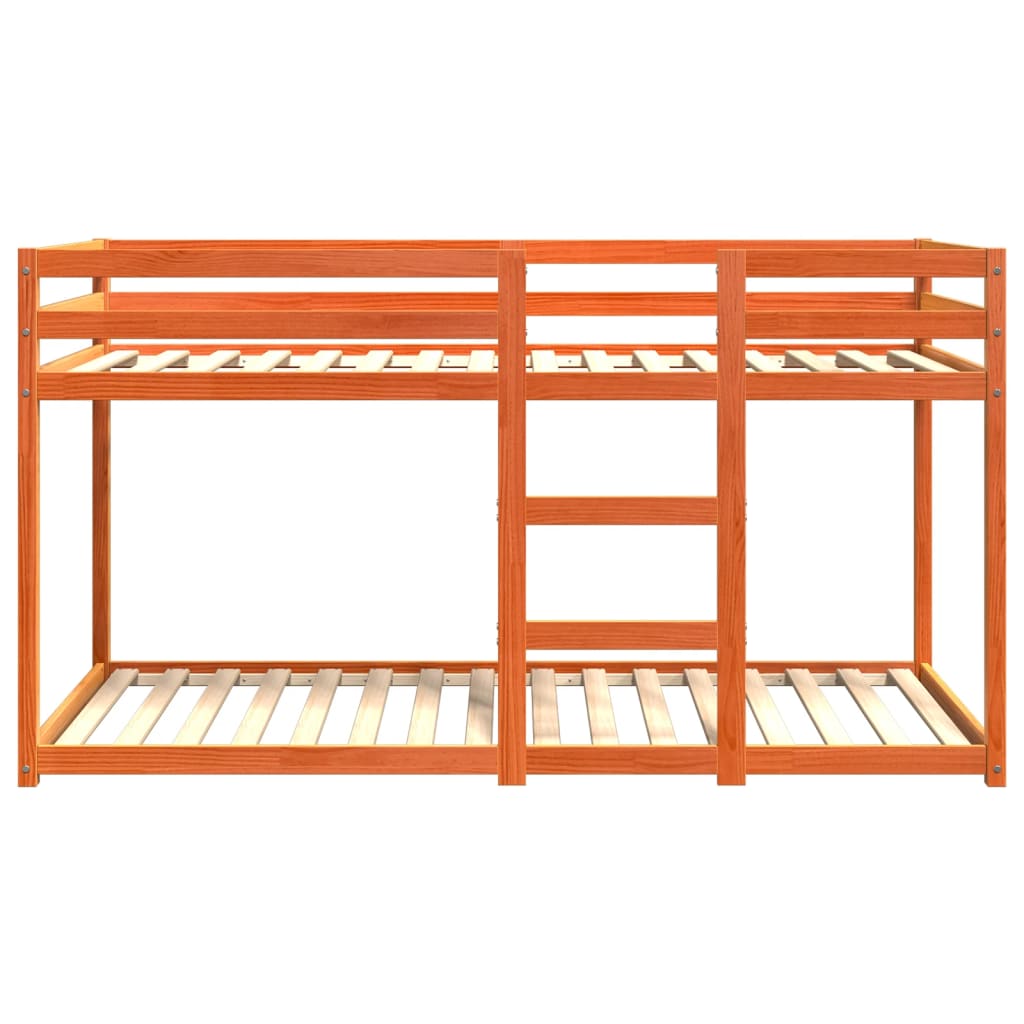 vidaXL Κρεβάτι Κουκέτα Καφέ Κεριού 90x200 εκ. από Μασίφ Ξύλο Πεύκου