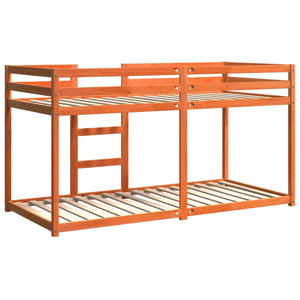 vidaXL Κρεβάτι Κουκέτα Καφέ Κεριού 90x200 εκ. από Μασίφ Ξύλο Πεύκου