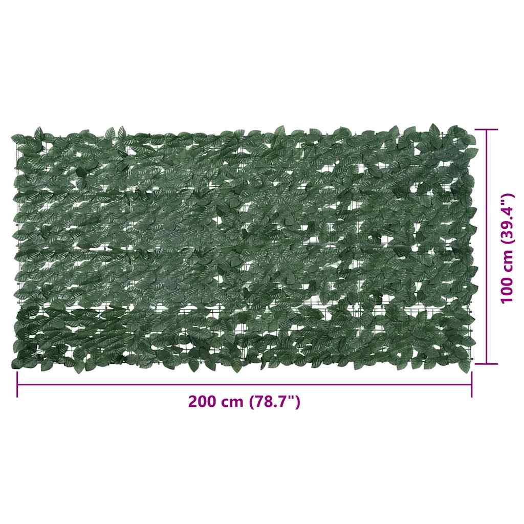 vidaXL Διαχωριστικό Βεράντας με Φύλλα Σκούρο Πράσινο 200 x 100 εκ.