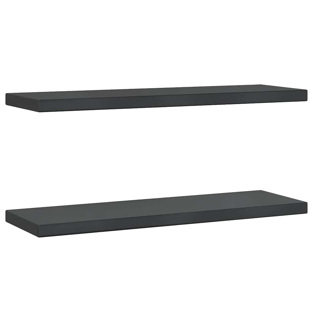 vidaXL Ράφια Τοίχου 2 τεμ. Μαύρο 75x23,5x3 εκ. Ανοξείδωτο Ατσάλι