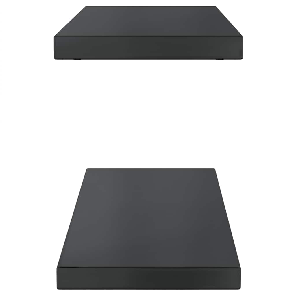 vidaXL Ράφια Τοίχου 2 τεμ. Μαύρο 75x23,5x3 εκ. Ανοξείδωτο Ατσάλι