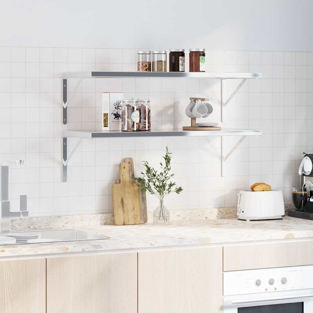 vidaXL Στηρίγματα Ραφιών 4 Τεμ. Ασημί 40x2,5x25 εκ. Ανοξείδωτο Ατσάλι