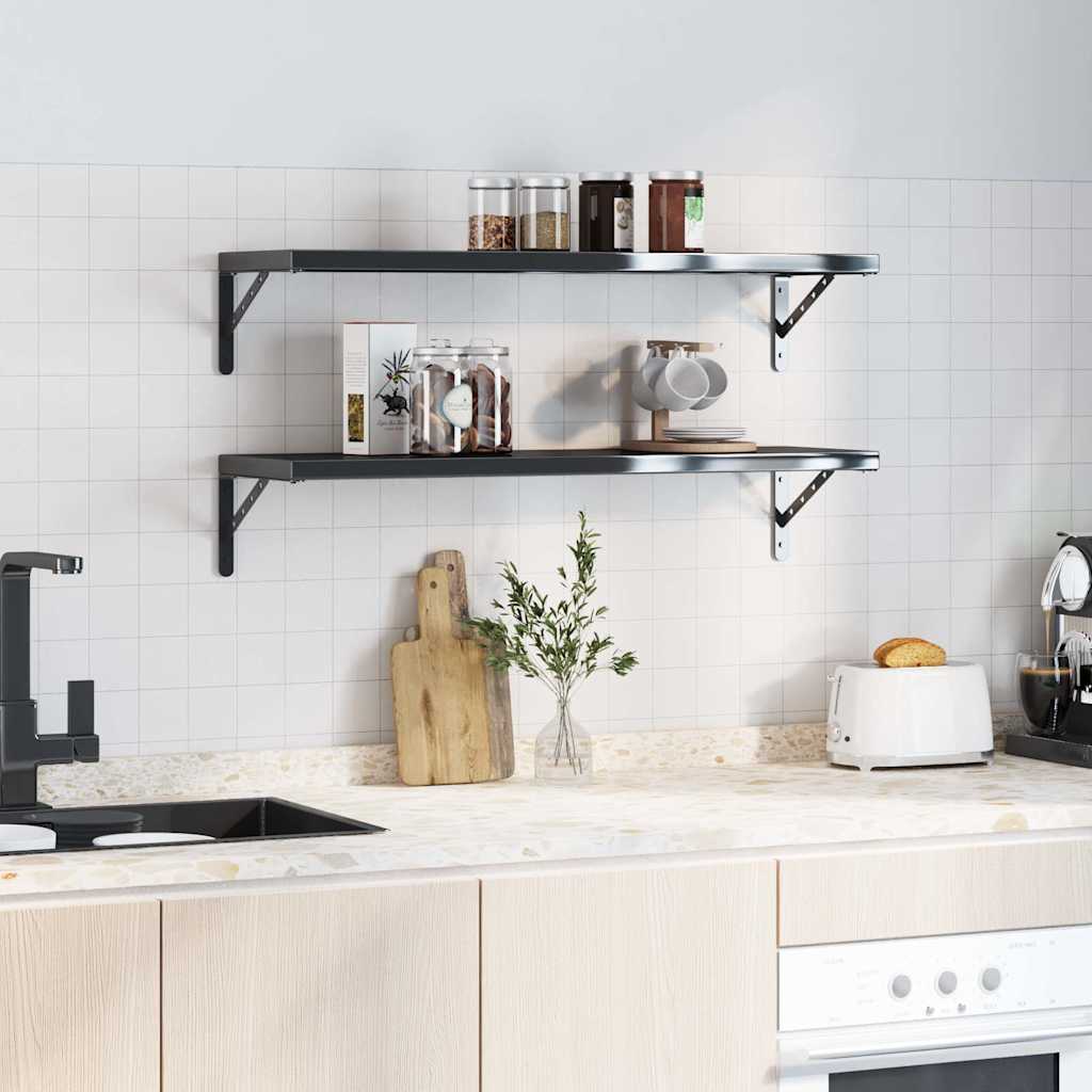 vidaXL Στηρίγματα Ραφιών 4 Τεμ. Ασημί 30x2,5x15,5 Ανοξείδωτο Μαύρο