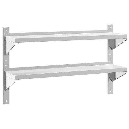 vidaXL Ράφι Τοίχου 2 Επιπ. Ασημί 100x23,5x60 εκ. Ανοξείδωτο Ατσάλι