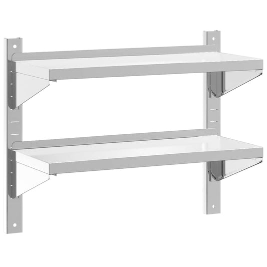 vidaXL Ράφι Τοίχου 2 Επιπ. Ασημί 75x30x60 εκ. Ανοξείδωτο Ατσάλι
