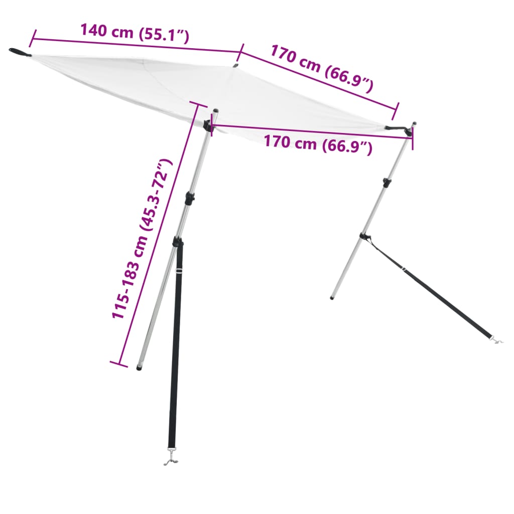 vidaXL Επέκταση Σκιάστρου Σχήμα Τ Λευκό 170x170x(115-183) εκ.