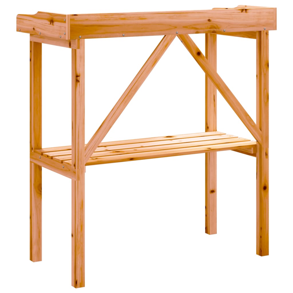 vidaXL Τραπέζι Φυτών με Ράφι Καφέ 78x38x82,5εκ. από Μασίφ Ξύλο Ελάτης