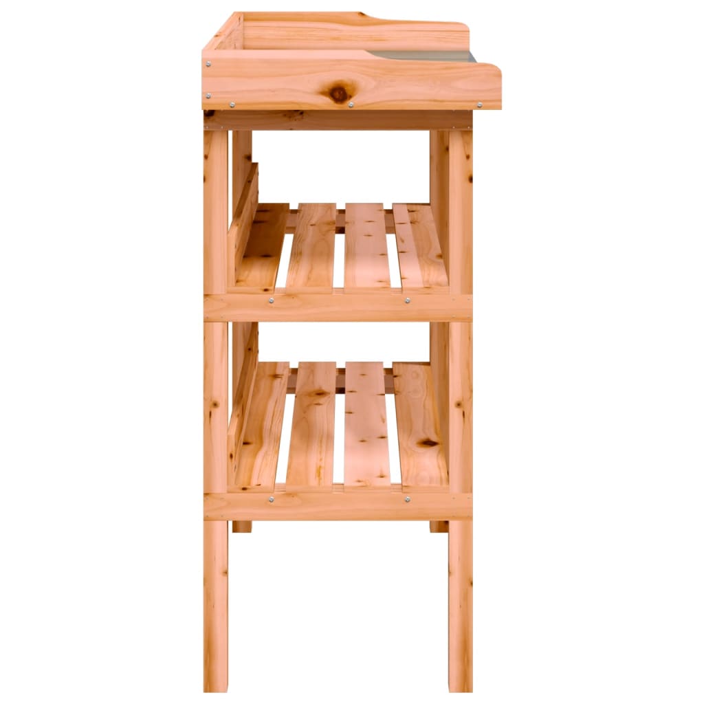 vidaXL Τραπέζι Φυτών με Ράφια Καφέ 78x38x82,5εκ. από Μασίφ Ξύλο Ελάτης