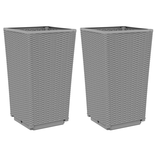 vidaXL Ζαρντινιέρες 2 τεμ. Αν. Γκρι 32,5x32,5x57 εκ. Πολυπροπυλένιο