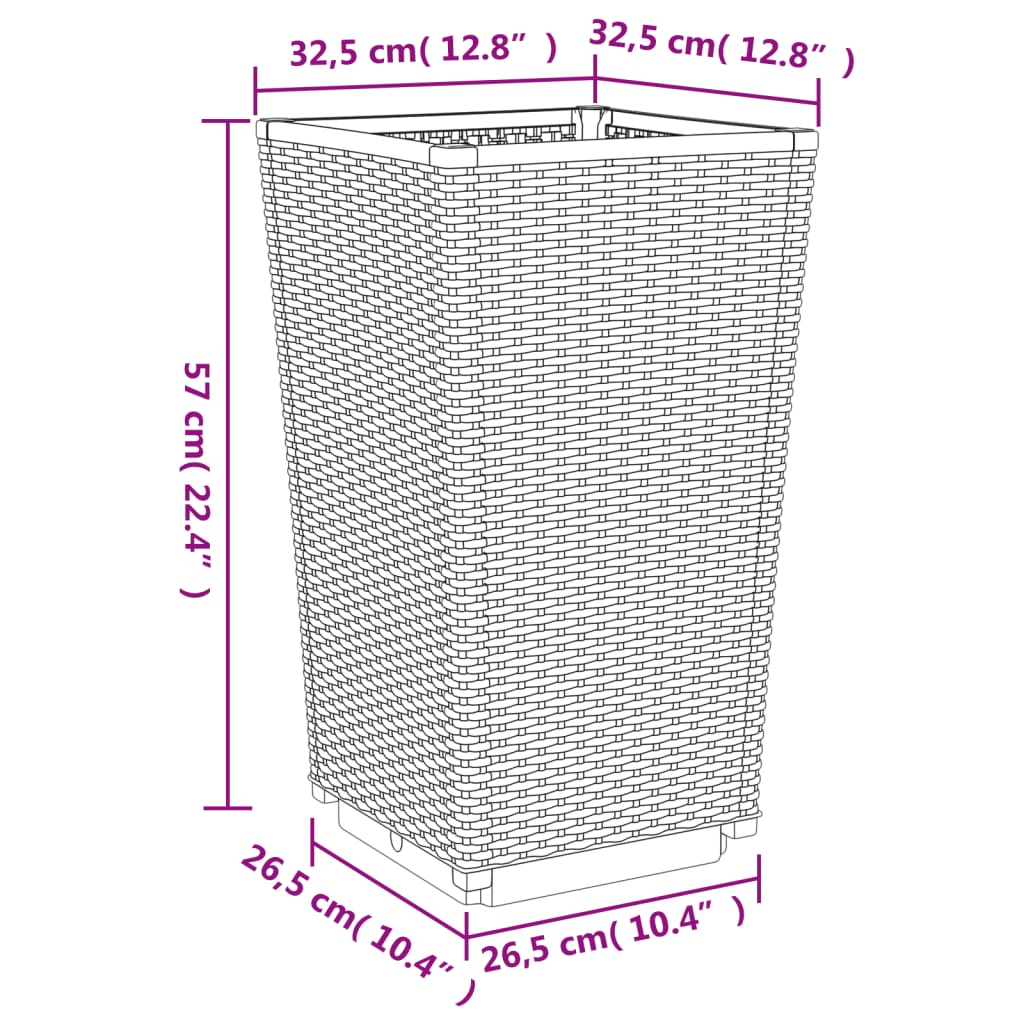 vidaXL Ζαρντινιέρες Κήπου 2 τεμ. Καφέ 32,5x32,5x57 εκ. Πολυπροπυλένιο