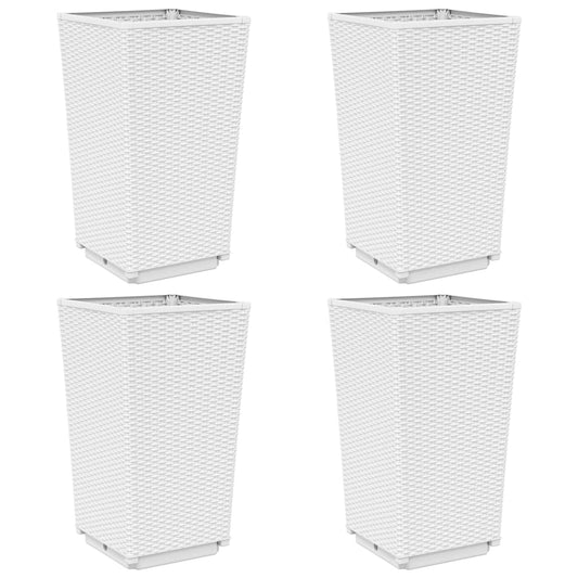 vidaXL Ζαρντινιέρες Κήπου 4 τεμ. Λευκό 32,5x32,5x57 εκ. Πολυπροπυλένιο