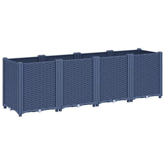 vidaXL Ζαρντινιέρα Κήπου Μπλε Γκρι 160x40x53 εκ. Πολυπροπυλένιο