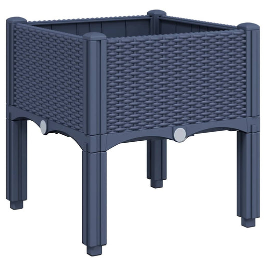 vidaXL Ζαρντινιέρα Κήπου με Πόδια Μπλε Γκρι 40x40x42 εκ. από Πολυπροπυλένιο