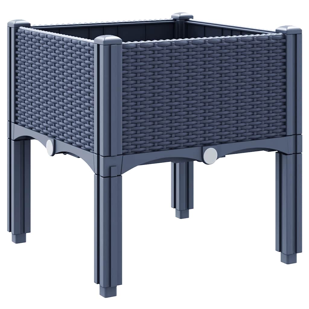 vidaXL Ζαρντινιέρα Κήπου με Πόδια Μπλε Γκρι 40x40x42 εκ. από Πολυπροπυλένιο