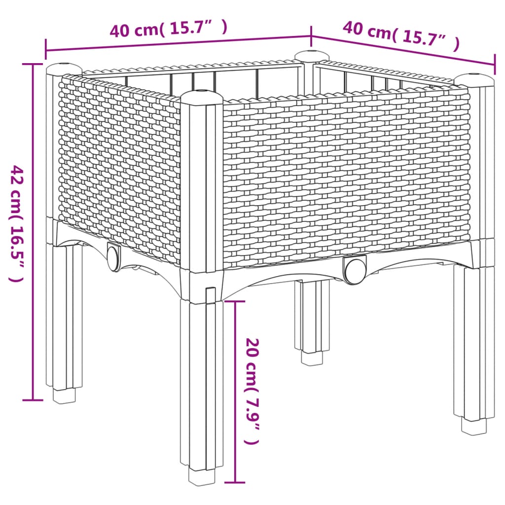 vidaXL Ζαρντινιέρα Κήπου με Πόδια Λευκή 40x40x42 εκ. Πολυπροπυλένιο