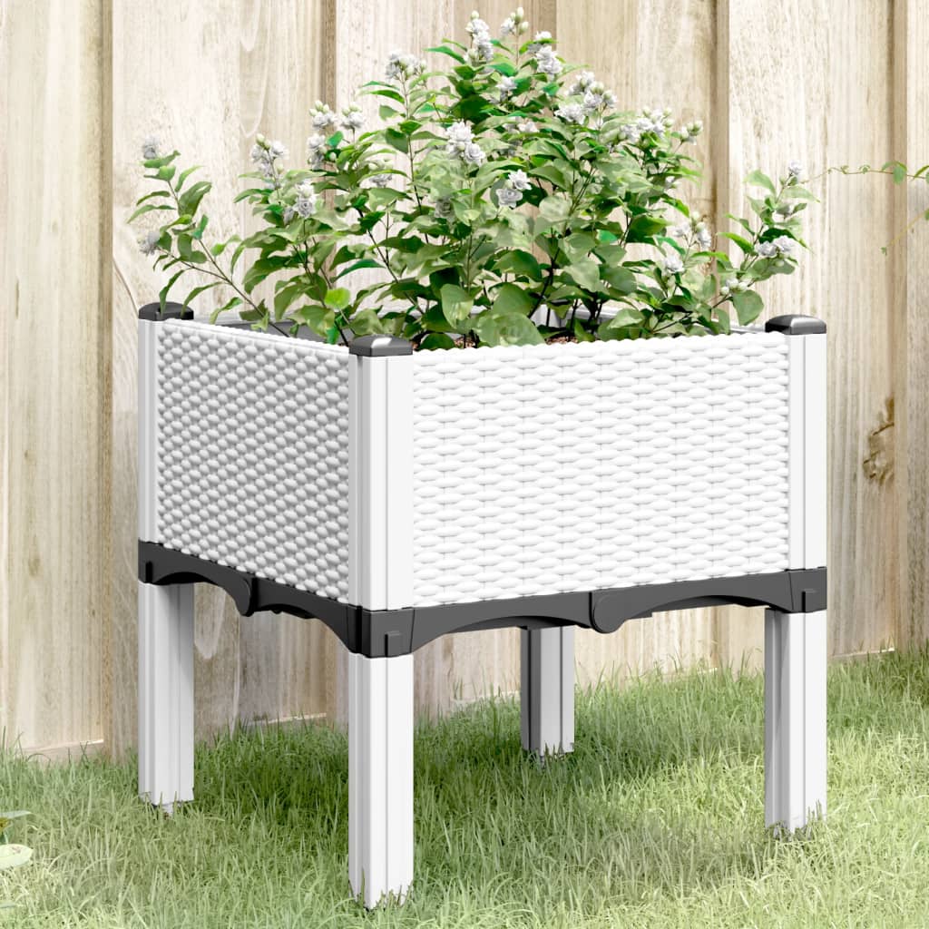 vidaXL Ζαρντινιέρα Κήπου με Πόδια Λευκή 40x40x42 εκ. Πολυπροπυλένιο