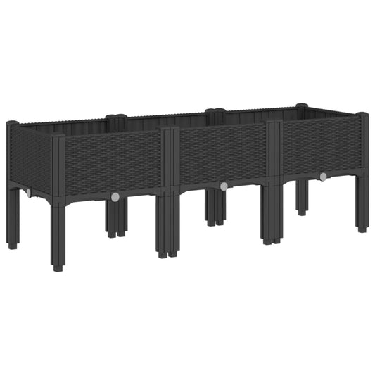 vidaXL Ζαρντινιέρα Κήπου με Πόδια Μαύρη 120x40x42 εκ. Πολυπροπυλένιο