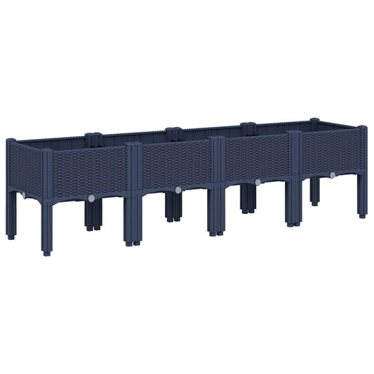 vidaXL Ζαρντινιέρα Κήπου με Πόδια Μπλε Γκρι 160x40x42 εκ. Πολυπροπυλένιο