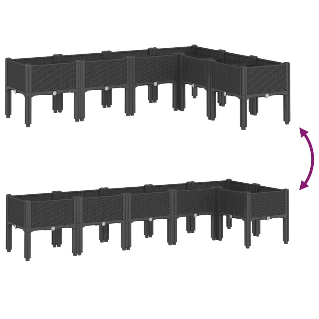 vidaXL Ζαρντινιέρα Κήπου με Πόδια Μαύρη 160x120x42 εκ. Πολυπροπυλένιο