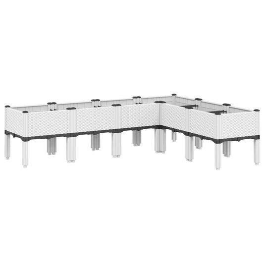 vidaXL Ζαρντινιέρα Κήπου με Πόδια Λευκή 160x120x42 εκ. Πολυπροπυλένιο