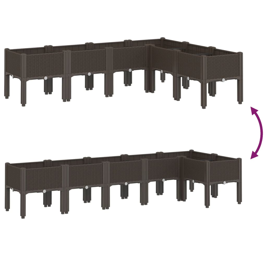 vidaXL Ζαρντινιέρα Κήπου με Πόδια Καφέ 160x120x42 εκ. Πολυπροπυλένιο