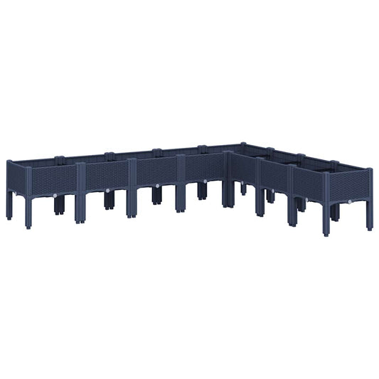 vidaXL Ζαρντινιέρα Κήπου με Πόδια Μπλε Γκρι 200x160x42 εκ. Πολυπροπυλένιο