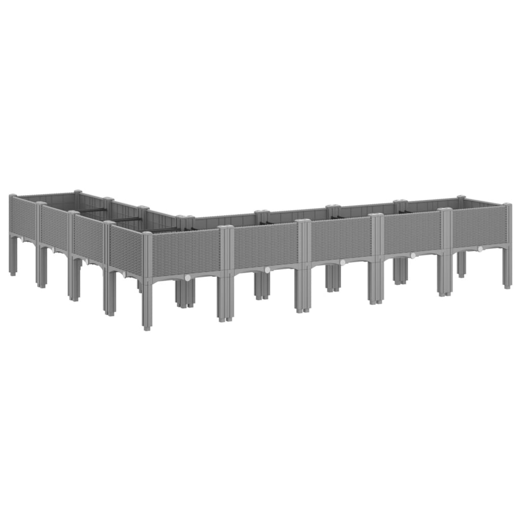 vidaXL Ζαρντινιέρα Κήπου με Πόδια Αν. Γκρι 200x160x42 εκ. Πολυπροπ.