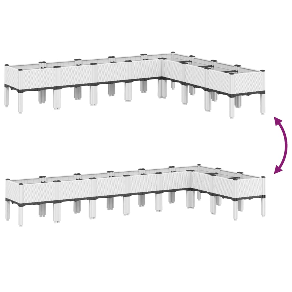 vidaXL Ζαρντινιέρα Κήπου με Πόδια Λευκή 200x160x42 εκ. Πολυπροπυλένιο