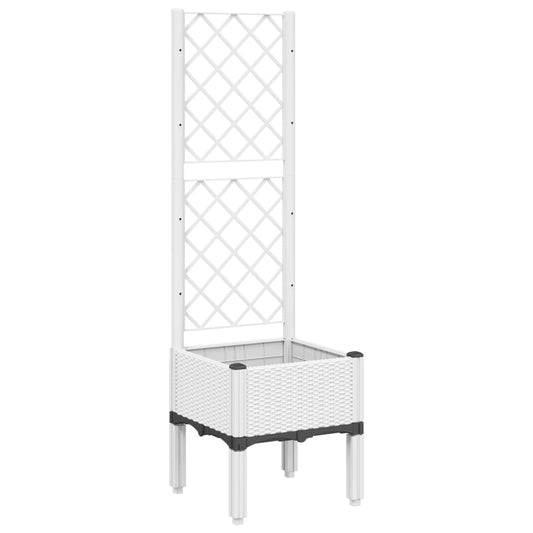 vidaXL Ζαρντινιέρα Κήπου με Καφασωτό Λευκή 40x40x142 εκ. από PP