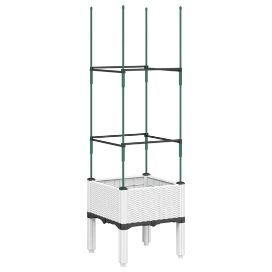 vidaXL Ζαρντινιέρα Κήπου με Καφασωτό Λευκή 40x40x142,5 εκ. από PP