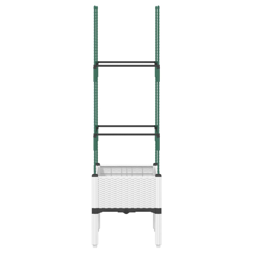 vidaXL Ζαρντινιέρα Κήπου με Καφασωτό Λευκή 40x40x142,5 εκ. από PP