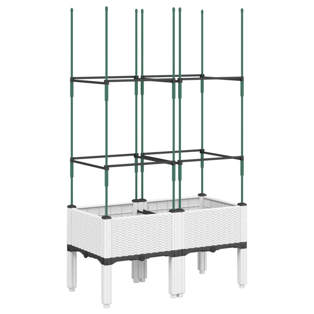 vidaXL Ζαρντινιέρα Κήπου με Καφασωτό Λευκή 80x40x142,5 εκ. από PP