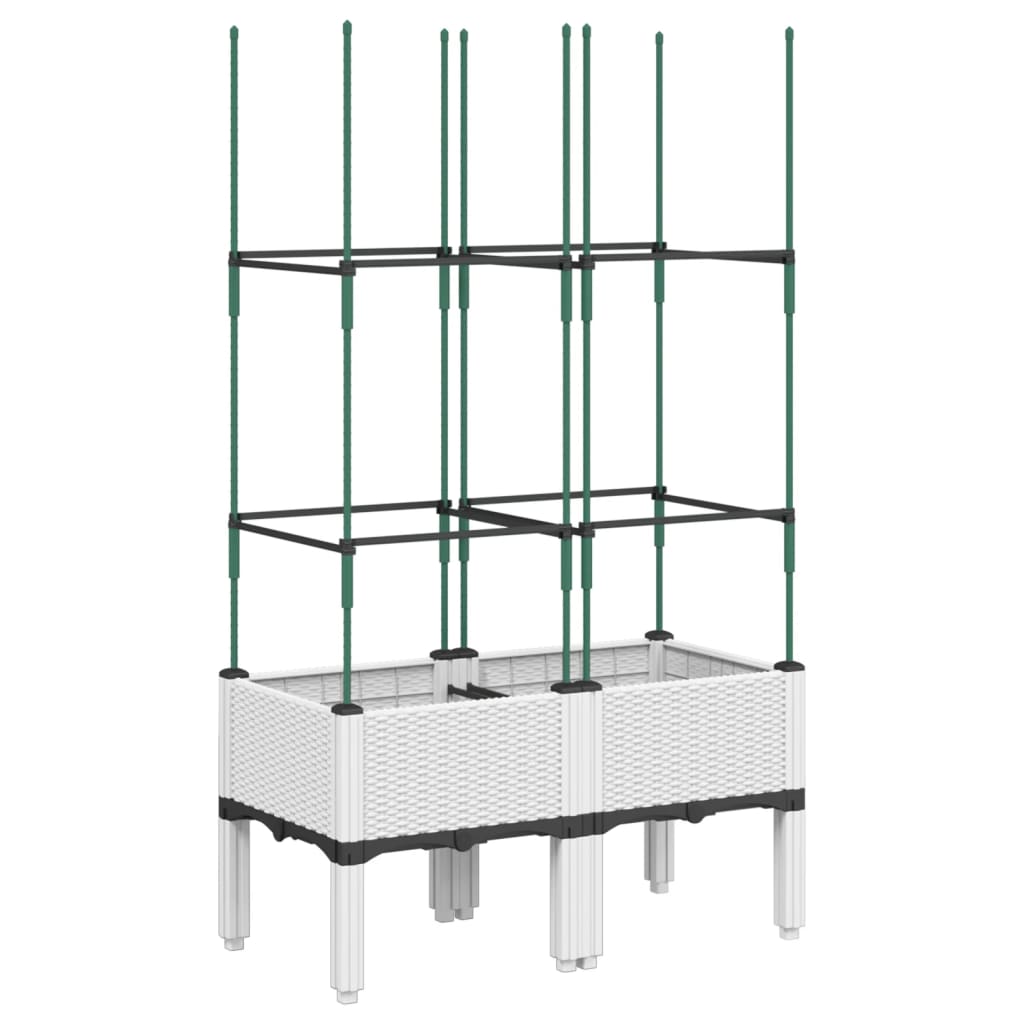 vidaXL Ζαρντινιέρα Κήπου με Καφασωτό Λευκή 80x40x142,5 εκ. από PP