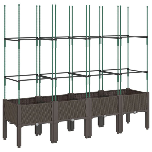 vidaXL Ζαρντινιέρα Κήπου με Καφασωτό Καφέ 160 x 40 x 142,5 εκ. από PP