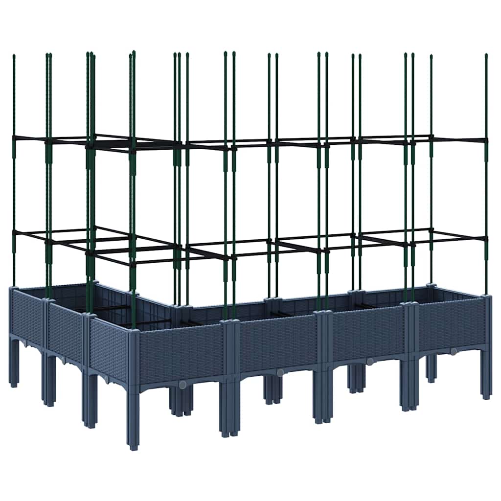 vidaXL Ζαρντινιέρα Κήπου με Καφασωτό Μπλε Γκρι 160x120x142,5 εκ. από PP