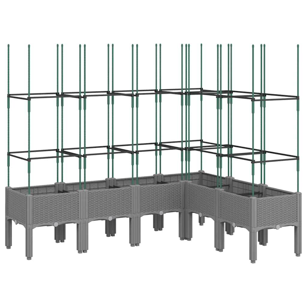 vidaXL Ζαρντινιέρα Κήπου με Καφασωτό Ανοιχτό Γκρι 160x120x142,5 εκ. PP