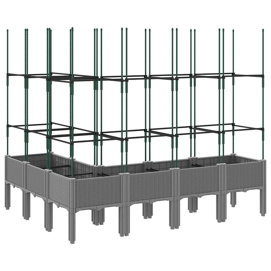 vidaXL Ζαρντινιέρα Κήπου με Καφασωτό Ανοιχτό Γκρι 160x120x142,5 εκ. PP