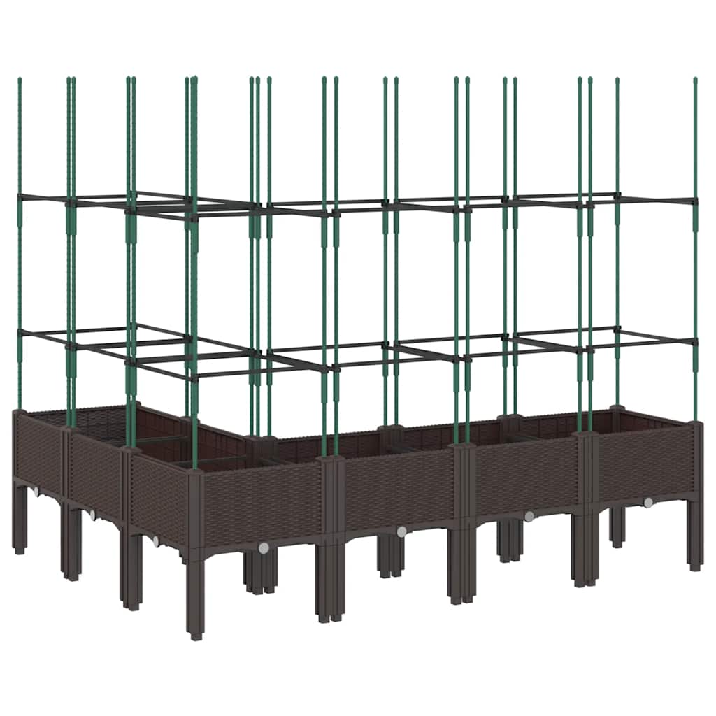 vidaXL Ζαρντινιέρα Κήπου με Καφασωτό Καφέ 160 x 120 x 142,5 εκ. από PP