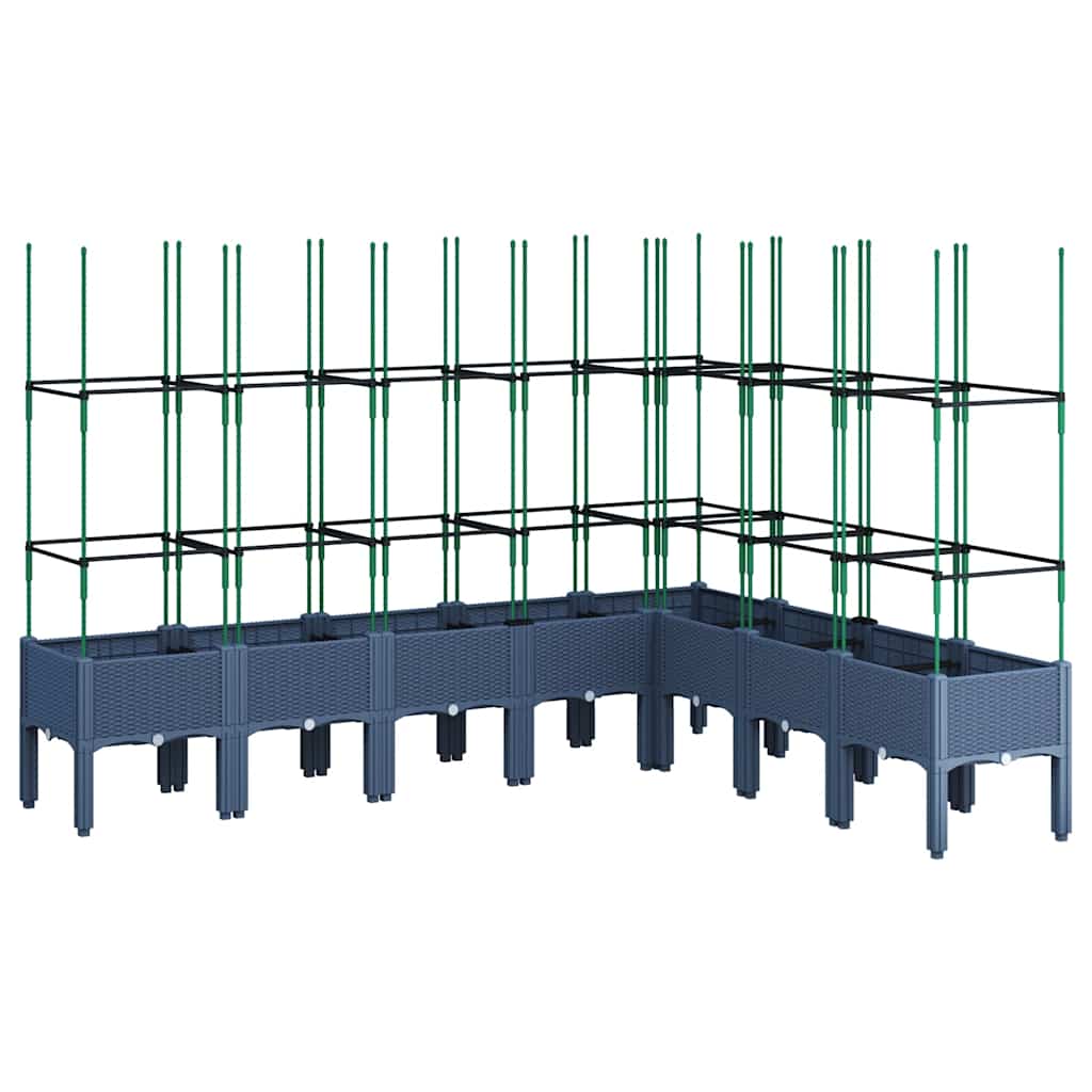 vidaXL Ζαρντινιέρα Κήπου με Καφασωτό Μπλε Γκρι 200x160x142,5 εκ. από PP