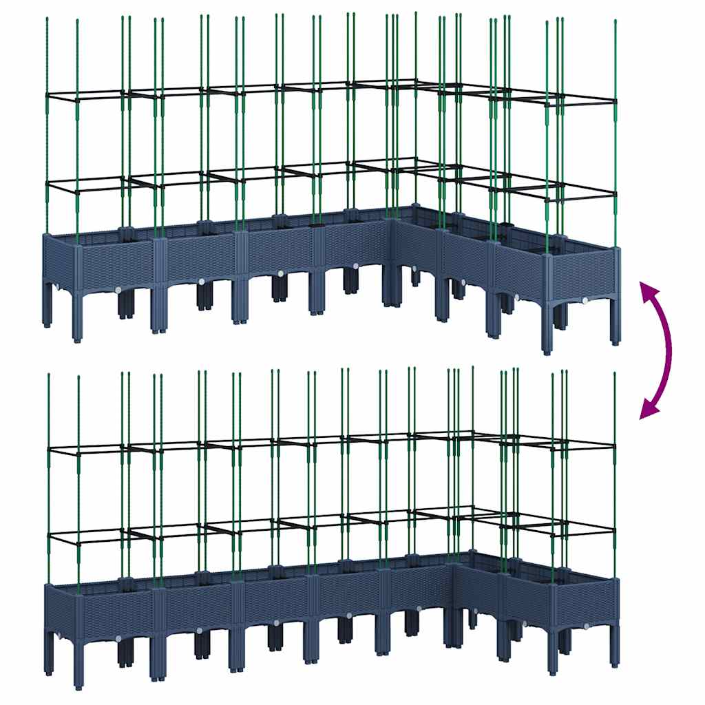 vidaXL Ζαρντινιέρα Κήπου με Καφασωτό Μπλε Γκρι 200x160x142,5 εκ. από PP