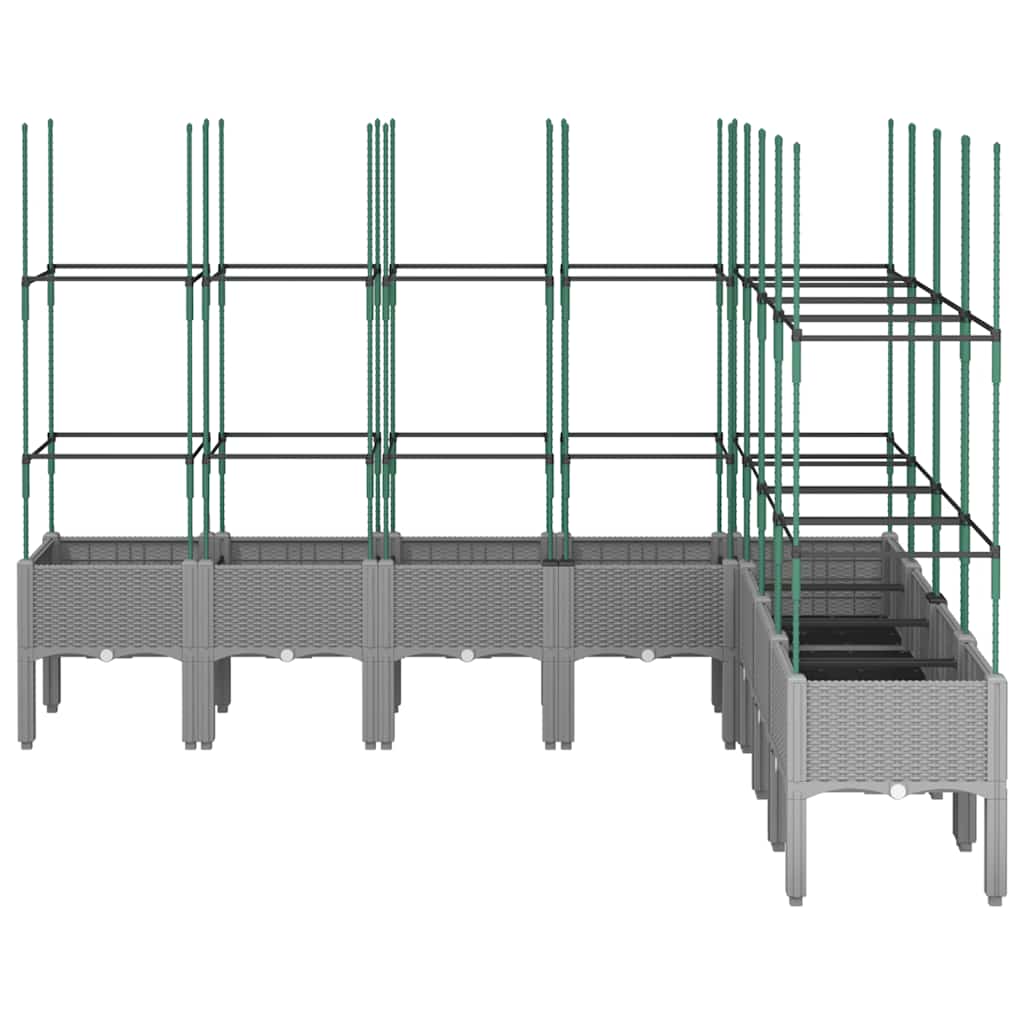 vidaXL Ζαρντινιέρα Κήπου με Καφασωτό Ανοιχτό Γκρι 200x160x142,5 εκ. PP