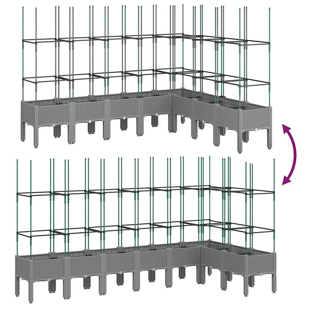 vidaXL Ζαρντινιέρα Κήπου με Καφασωτό Ανοιχτό Γκρι 200x160x142,5 εκ. PP
