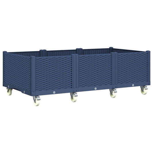 vidaXL Ζαρντινιέρα Κήπου με Πόδια Μπλε Γκρι 150x80x54 εκ. Πολυπροπυλένιο