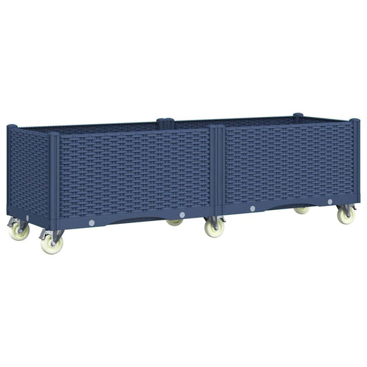 vidaXL Ζαρντινιέρα Κήπου με Πόδια Μπλε Γκρι 160x50x54 εκ. Πολυπροπυλένιο
