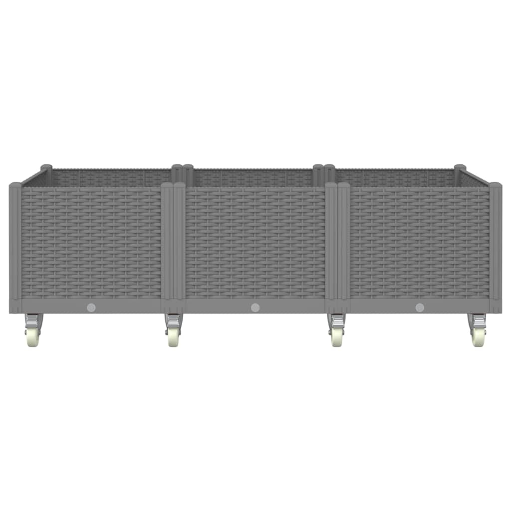 vidaXL Ζαρντινιέρα Κήπου με Ροδάκια Αν.Γκρι 150x80x54εκ Πολυπροπυλένιο