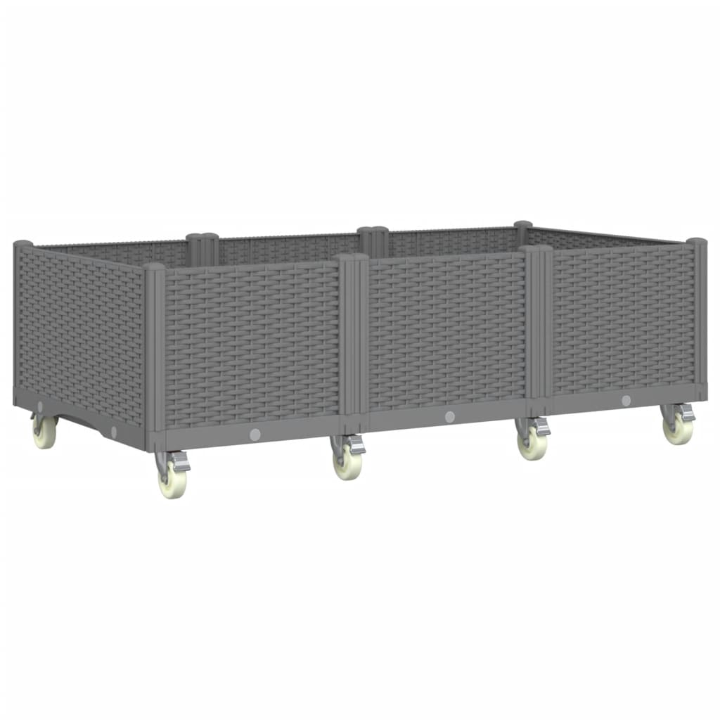 vidaXL Ζαρντινιέρα Κήπου με Ροδάκια Αν.Γκρι 150x80x54εκ Πολυπροπυλένιο